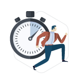 Ilustração de homem correndo e cronômetro contando tempo